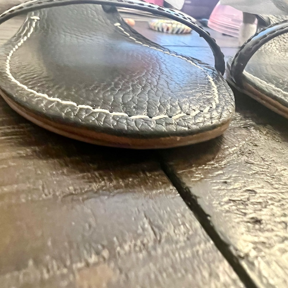 Tory Burch Black Sandals with Gold Logo - Picture 7 of 10